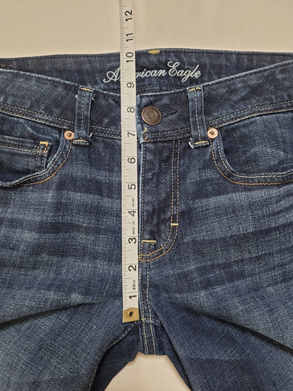 American Eagle Bootcut Jeans Mid Rise Dark Wash Stretch Size 8 Indie Sleaze - Picture 4 of 10